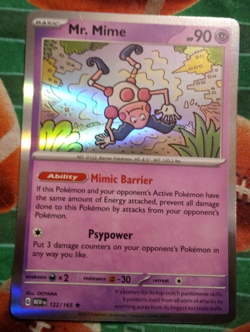 Hologram Foil Mr. Mime 122/165 Pokemon 151 Pokemon Rare Trading Card Game Card - Image 1