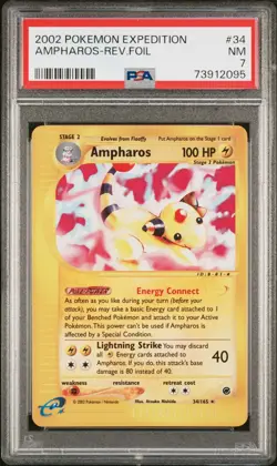 2002 Pokemon Expedition Ampharos - Reverse Holo #34 PSA 8 - Image 1