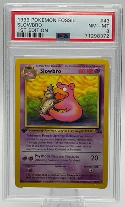 1999 POKEMON FOSSIL #43 SLOWBRO 1ST EDITION PSA 8 NM-MT - Image 1