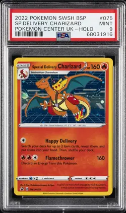 2022 POKEMON SWSH BLACK STAR PROMO #075 SPECIAL DELIVERY CHARIZARD-HOLO PSA 9 - Image 1