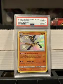 2019 Pokemon TCG Hidden Fates ~ Lucario #SV22 Shiny Holo ~ PSA 10 GEM MINT - Image 1