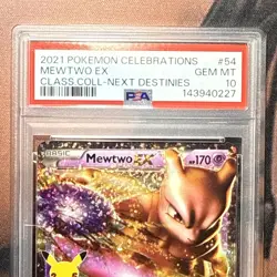 MEWTWO EX PSA 10 2021 POKEMON CELEBRATIONS #54/99 CLASSIC NEXT DESTINIES 1980 - Image 3