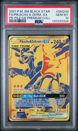 2021 Pokemon SM Black Star Promo Pikachu & Zekrom #SM248 Fa Premium Coll. PSA 10 - Image 1