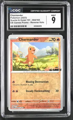 Charmander 004/165 Eb Games Promo Reverse Holo Pokemon CGC 9 Mint - Image 1