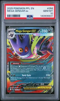 2025 POKEMON PFL EN-PHANTASMAL FLAMES #056 MEGA GENGAR EX PSA 10 - Image 1