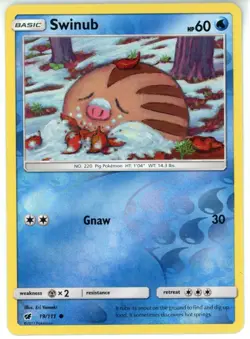 Pokemon TCG Swinub 19/111 Sm-Crimson Invasion Reverse Holo - Image 1
