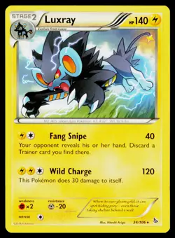 Luxray Normal #34/106 Rare Pokemon XY - Flashfire LP - Image 1