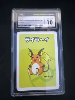 CGC 10 Old Maid Japanese Pokemon 2019 Playing Card Raichu - Image 1