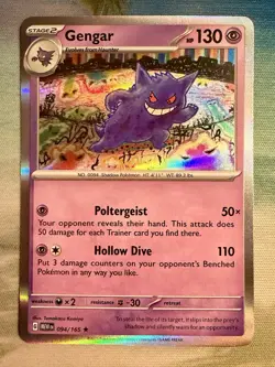 Gengar 151 Holo 094/165 Scarlet & Violet Rare Pokemon TCG Card NM Free Shipping - Image 1