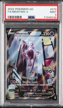 2022 POKEMON GO #072 FULL ART/MEWTWO V PSA 9 - Image 1