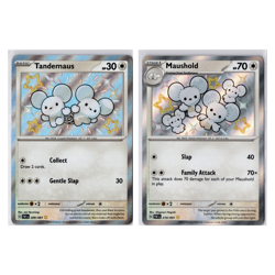 Pokemon TCG Tandemaus & Maushold NM 209/091 & 210/91 Baby Shiny Paldean Fates NM - Image 1