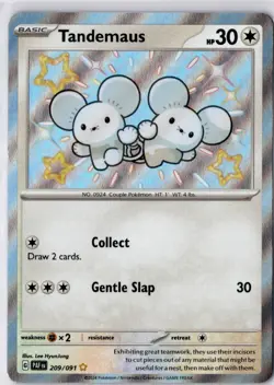Pokemon TCG Tandemaus & Maushold NM 209/091 & 210/91 Baby Shiny Paldean Fates NM - Image 2
