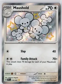 Pokemon TCG Tandemaus & Maushold NM 209/091 & 210/91 Baby Shiny Paldean Fates NM - Image 4