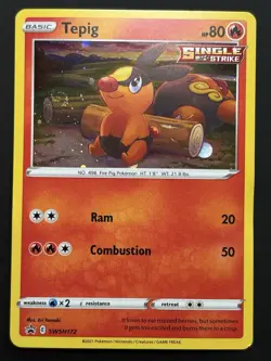 HD SWIRL Pokemon Tepig SWSH172 Black Star Promo Holo HP Swirl💫Pokemon TCG - Image 1