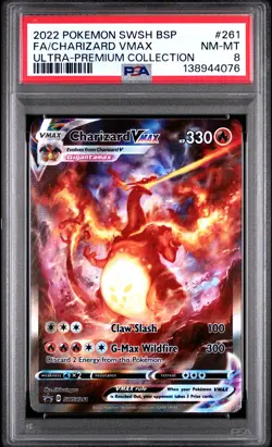 2022 POKEMON SWSH BLACK STAR PROMO #261 FULL ART/CHARIZARD VMAX PSA 8 - Image 1
