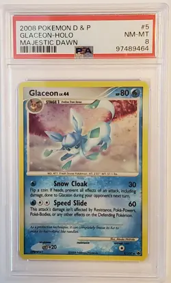 2008 Pokemon D & P Glaceon-Holo Majestic Dawn PSA 8 #5 - Image 1