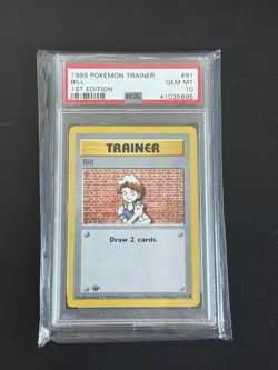 1999 Pokemon Bill 1st Edition Shadowless #91 PSA 10 WOTC Base Set Vintage - Image 1