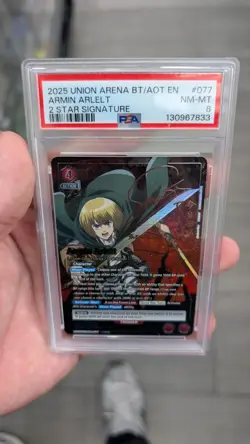 Union Arena TCG Armin Arlelt 2 Star Signature Alt Art Holo PSA 8 Gem Mint AOT - Image 1