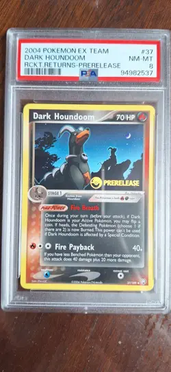Pokemon card Dark Houndoom 37/109 PSA 8 Graded Prerelease Stamp Promo for sale - Image 1