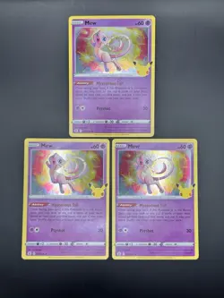 Pokemon Promo HOLO Mew Basic Card Lot 3x 011/025 2021 English - Image 1