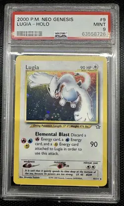 Pokemon TCG Lugia Neo Genesis Holo Rare Card 9/111 Unlimited Edition PSA 9 - Image 1