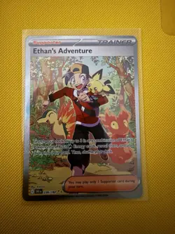 Pokemon TCG Destined Rivals Ethan's Adventure Full Art Trainer Card 236/182 - Image 1
