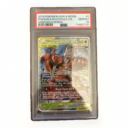2019 POKEMON SUN & MOON UNBROKEN BONDS #1/214 PHEROMOSA & BUZZWOLE GX PSA 10 - Image 1