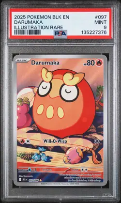 Darumaka Illustration Rare Pokemon Blk En-Black Bolt 097/086 PSA 9 - Image 1