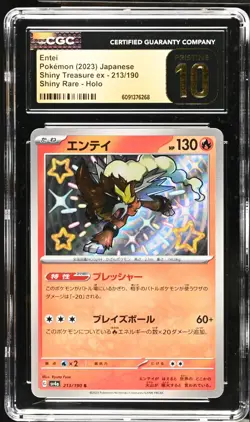 CGC 10 Pristine Entei 213/190 S Shiny Treasure ex sv4a Pokemon Card - Image 1