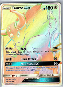 Tauros GX (Secret) 156/149 SM Base Set - Pokemon Card - NM - Image 1