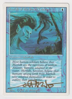 Gold Signed Merfolk of the Pearl Trident MP Revised Artist Jeff A. Menges MTG! - Image 1