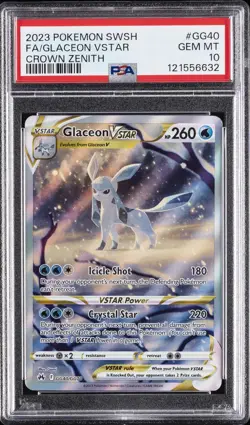 2023 POKEMON SWORD & SHIELD CROWN ZENITH #GG40 FULL ART/GLACEON VSTAR PSA 10 - Image 1