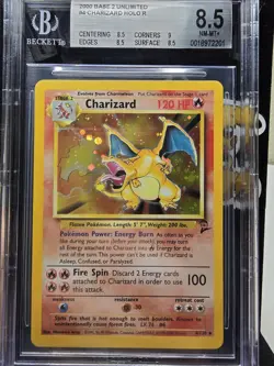 Pokemon 2000 Charizard Base Set 2 Holo Rare #4 BGS 8.5 MINT W/ Swirl - Image 1