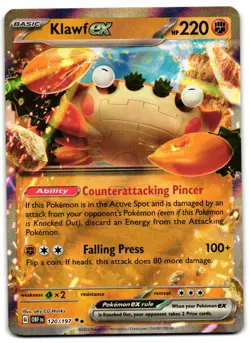Klawf ex 120/197 - Obsidian Flames Double Rare Pokemon TCG - M/LP Card - Image 1