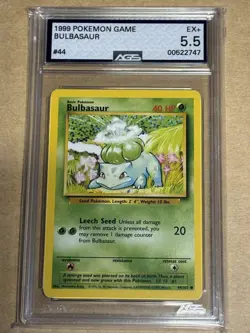 Pokemon Bulbasaur 44/102 Base Set Trading Card Graded 5.5 AGS 1995-1999 - Image 1