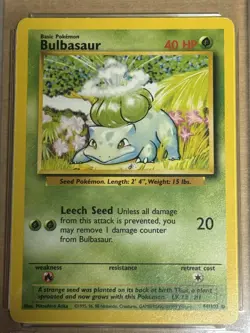 Pokemon Bulbasaur 44/102 Base Set Trading Card Graded 5.5 AGS 1995-1999 - Image 2