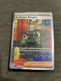 Lt. Surge’s Bargain Mega Evolution 185/132 Illustration Rare Pokemon Card - Image 1