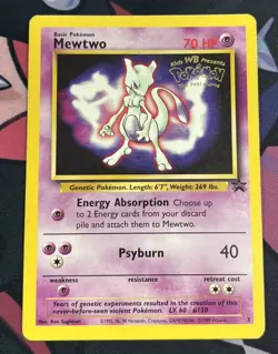 1999 Pokemon Black Star Promo The First Movie Mewtwo Lightly Played No.3 - Image 1