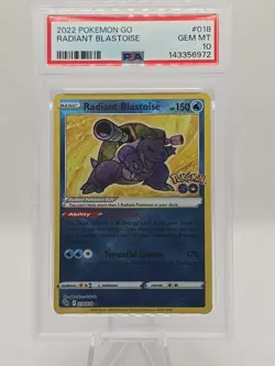 PSA 10 2022 Pokemon GO Radiant Blastoise 018/078 Gem Mint - Image 1