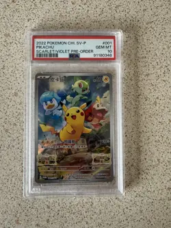 Pokemon TCG Pika Promo Scarlet and Violet Preorder PSA 10 #001 2022 - Image 1