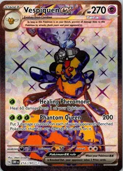 Pokemon TCG Vespiquen ex - Ultra Rare SV03: Obsidian Flames 212/197 NM (SKU 1-4) - Image 1