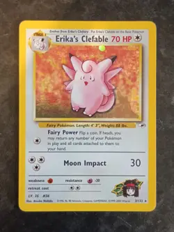 Erika's Clefable Holo 3/132 Gym Heroes Pokemon Card - Image 1