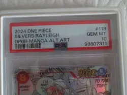 2024 One Piece OP08 Manga Alternate Art #118 Silvers Rayleigh PSA 10 GEM MINT - Image 2
