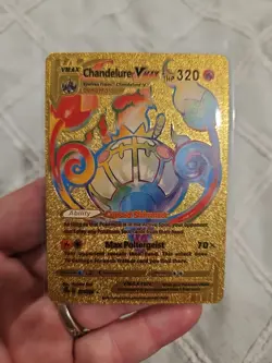 Chandelure Vmax Rainbow Gold Foil Fan Art Vinyl Textured Collector Pokemon Card - Image 1