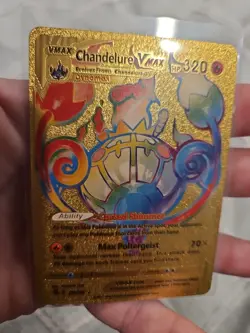 Chandelure Vmax Rainbow Gold Foil Fan Art Vinyl Textured Collector Pokemon Card - Image 3
