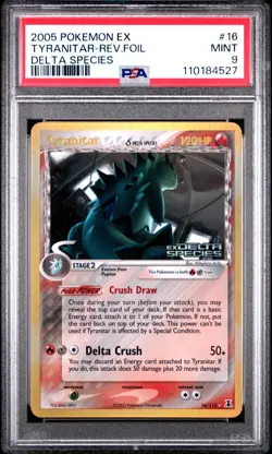 PSA 9 Tyranitar 16/113 Reverse Foil Stamped Delta Species EX Pokemon Card MINT - Image 1