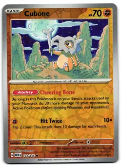 Cubone 104/165 - 151 Common Pokemon TCG Reverse Holo - M/LP Card - Image 1