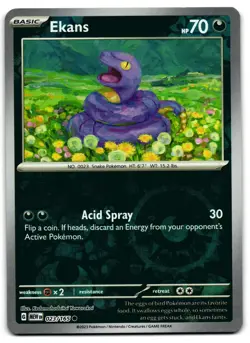 Ekans 023/165 - 151 Common Pokemon TCG Reverse Holo - M/LP Card - Image 1