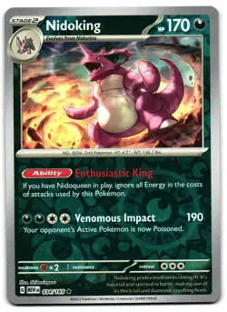 Nidoking 034/165 - 151 Rare Pokemon TCG Reverse Holo - M/LP Card - Image 1