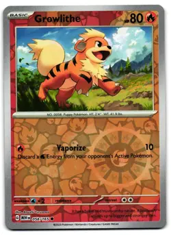 Growlithe 058/165 - 151 Common Pokemon TCG Reverse Holo - M/LP Card - Image 1